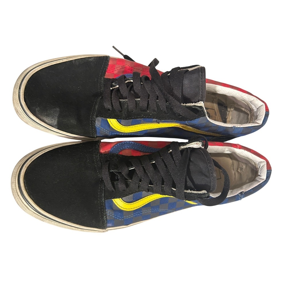 Vans Old Skool Mens Size 12 Red Blue Black Checkerboard Low Top